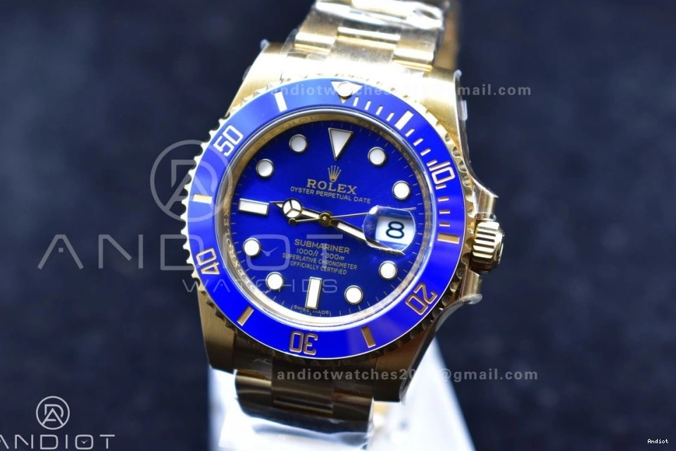 Ceramic Clean 1:1 Best 116618 904L Submariner YG LB Edition Steel Blue VR3135 Plated 0517